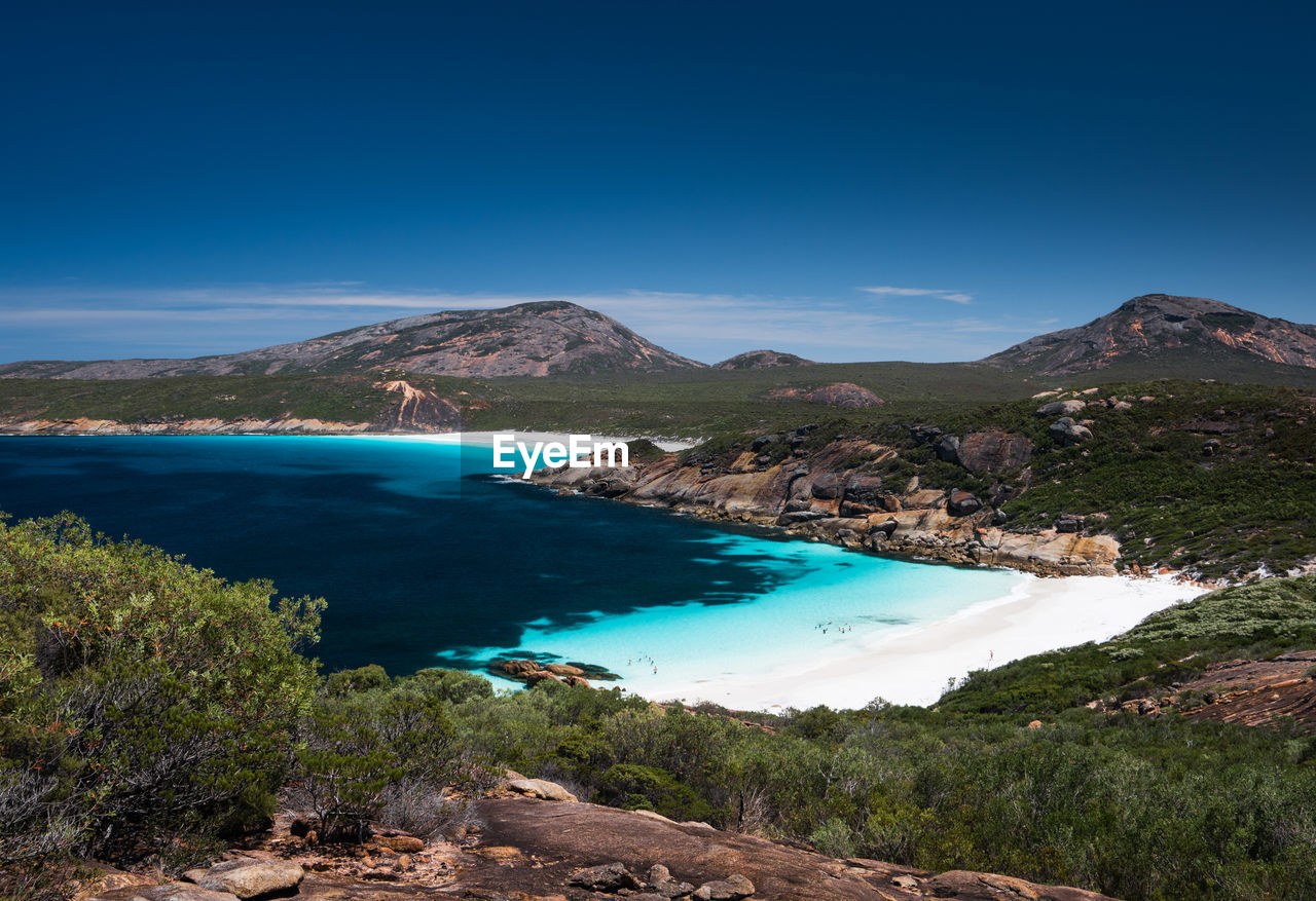 SCENIC VIEW OF LAKE AGAINST BLUE SKY