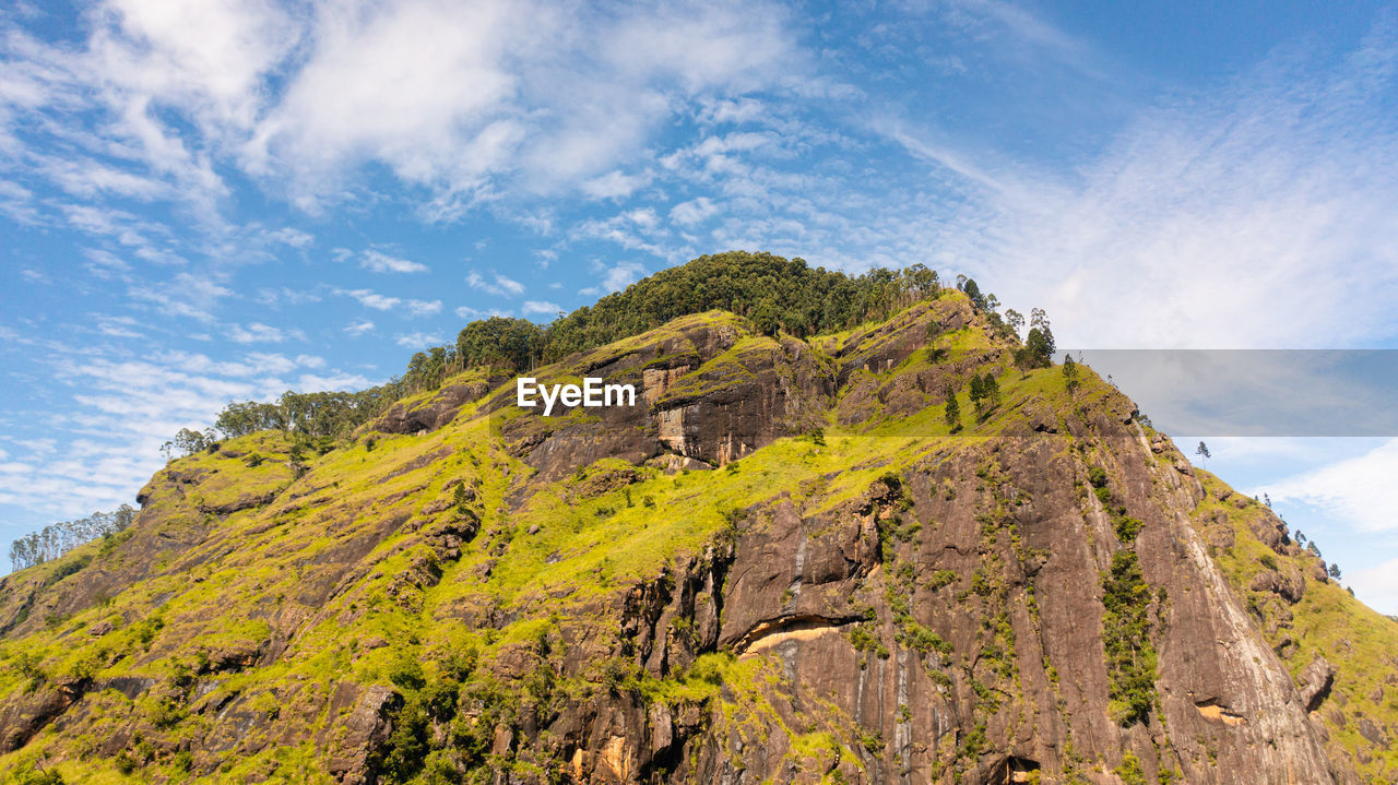 Aerial drone of jungle and mountains in sri lanka. mountain slopes with tropical vegetation