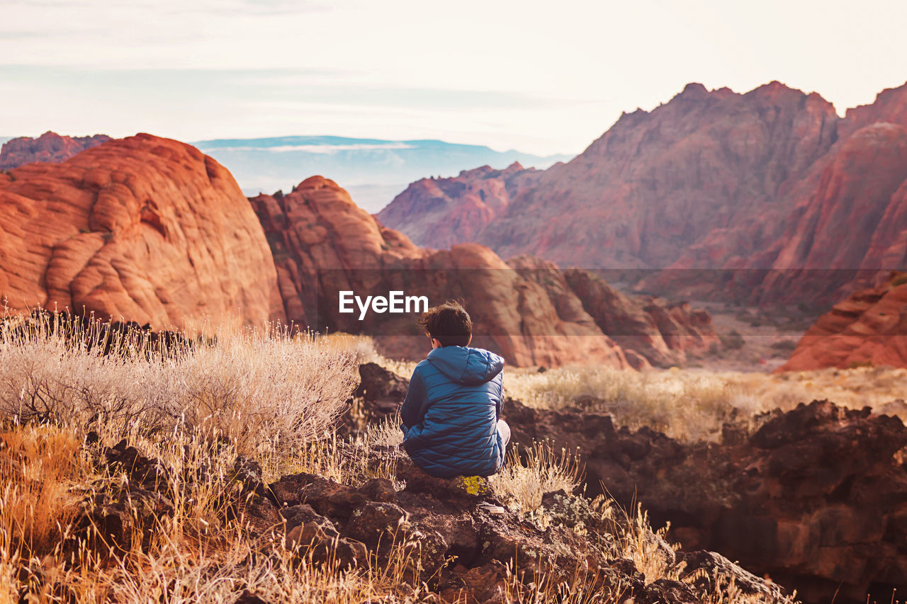 Older boy enjoying the view at snow canyon state park