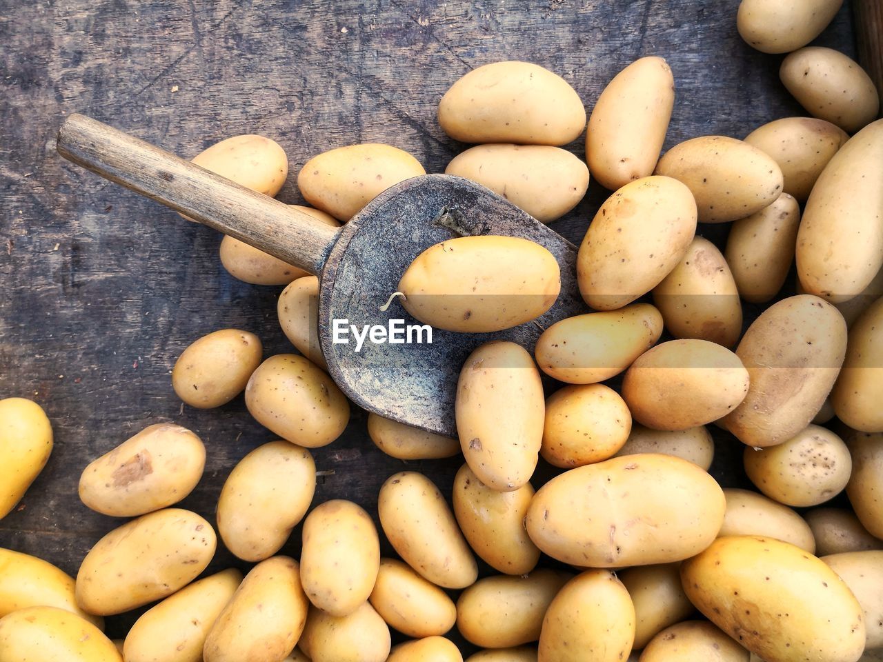 High angle view of potatoes for sale in market