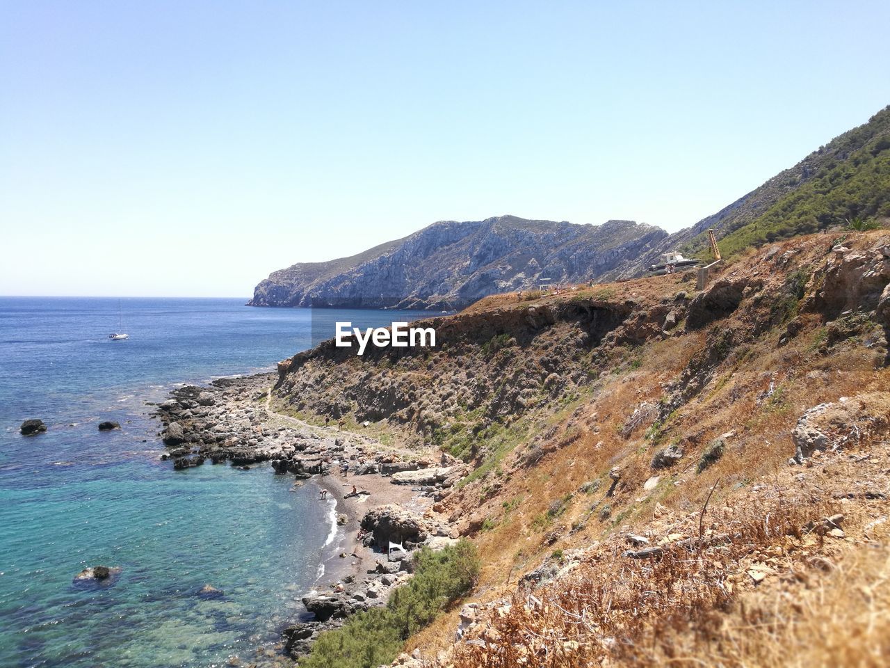 Scenic view of sea against clear sky