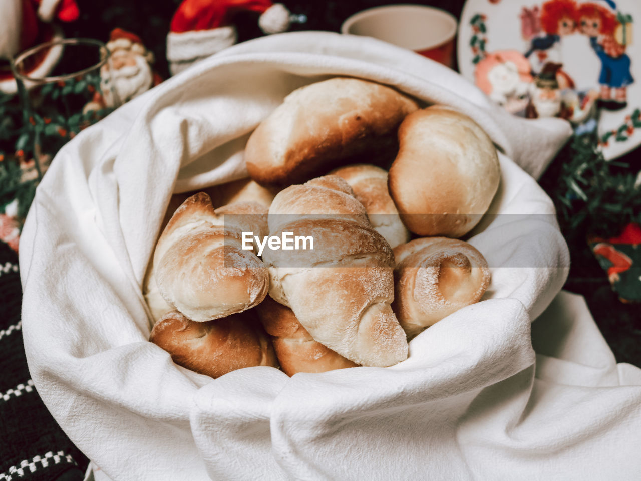 High angle view of bread