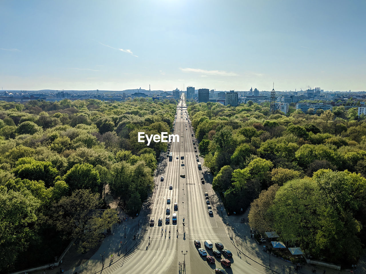 High angle view of berlin shot from victory column in tiergarten