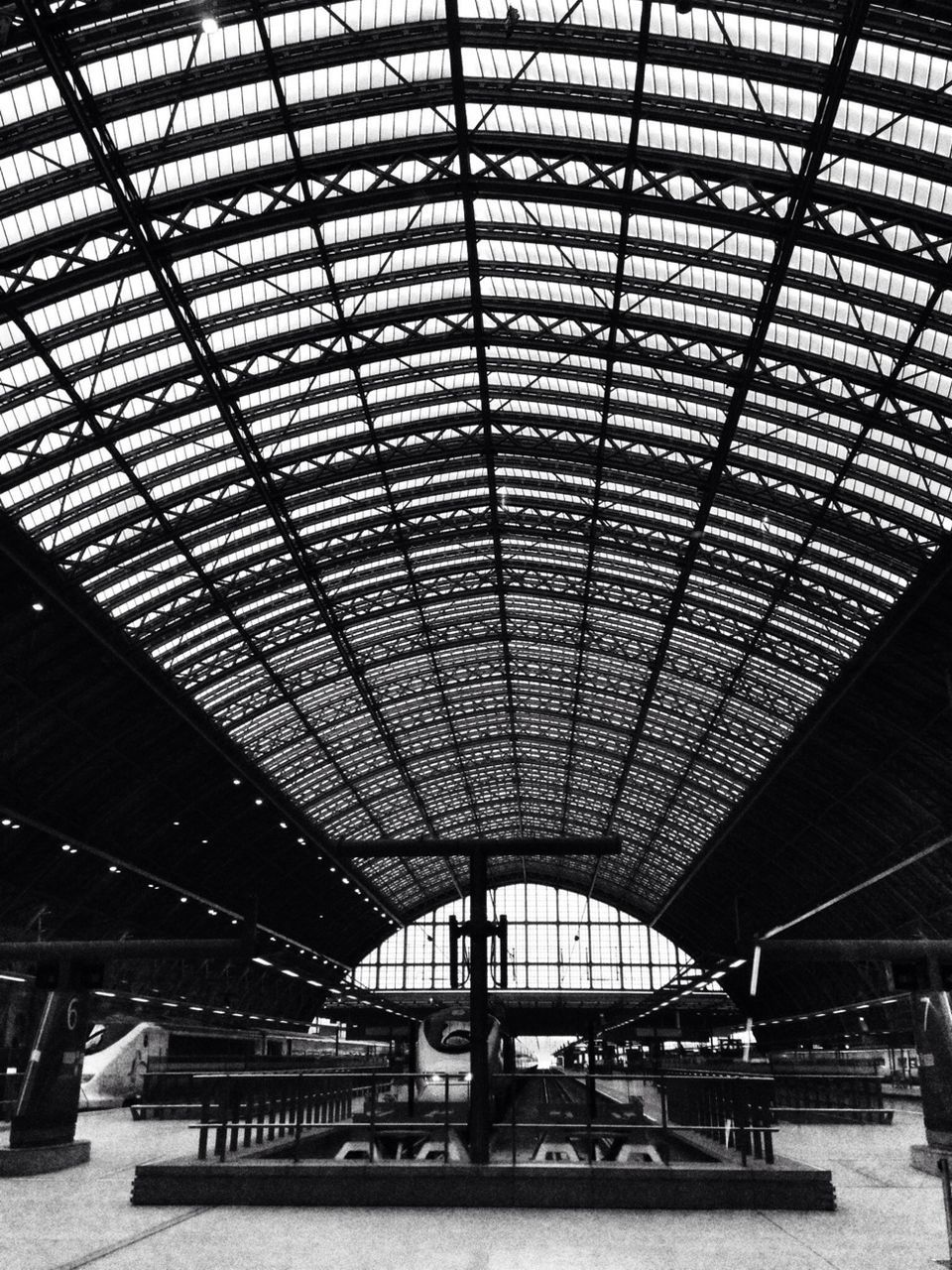 Low angle view of skylight in railroad station