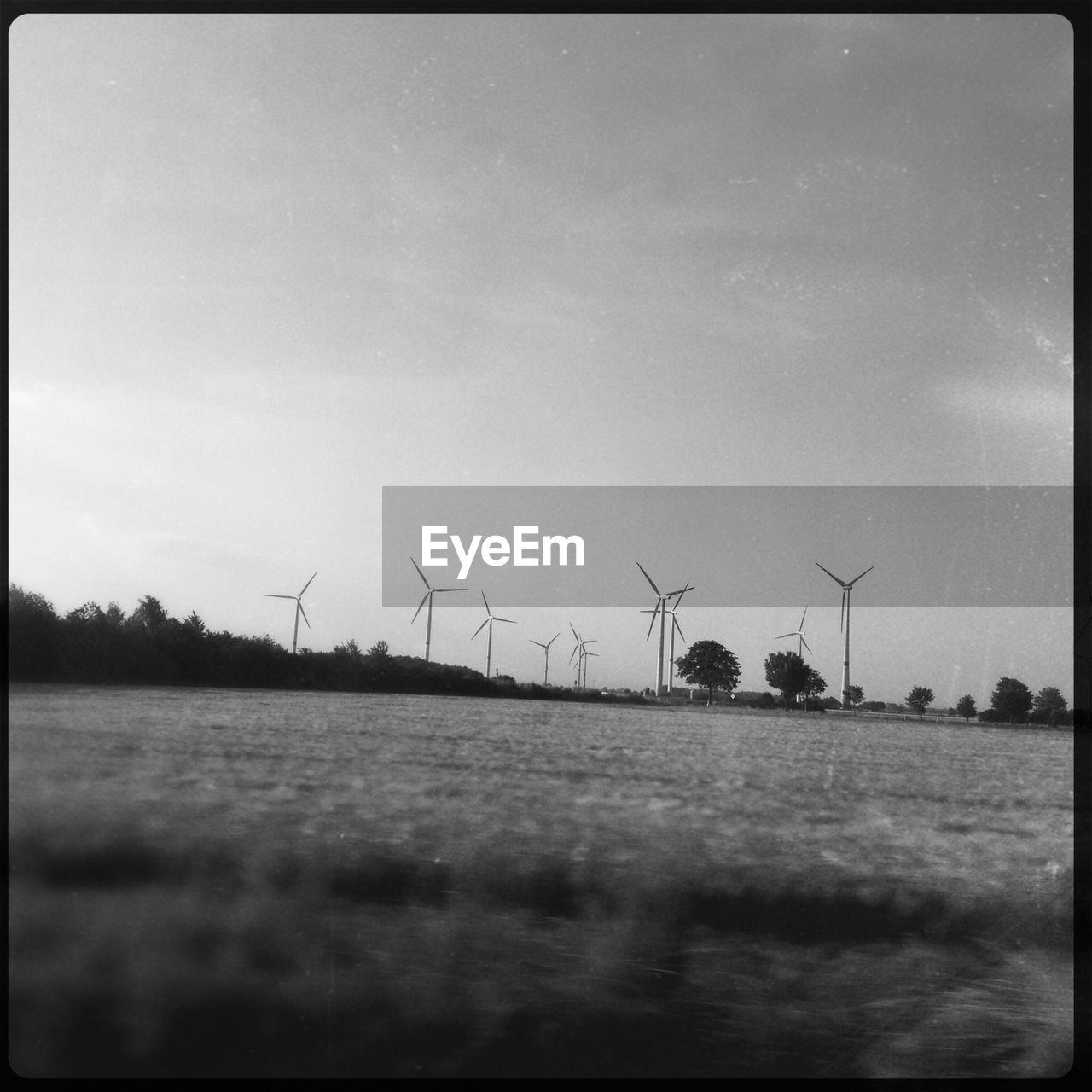 Wind turbines in a field