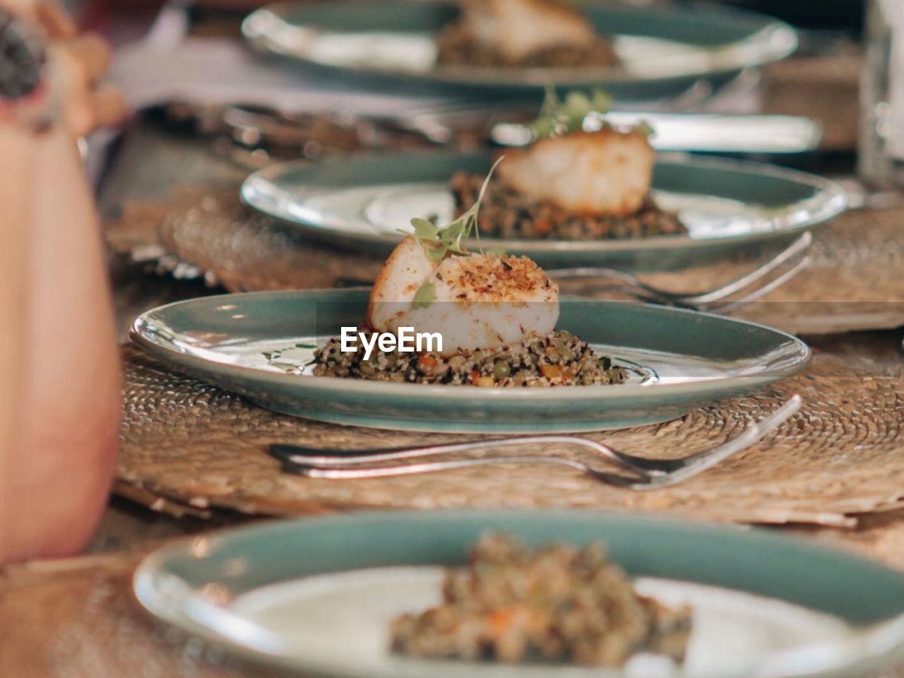 Close-up of food in plate on table