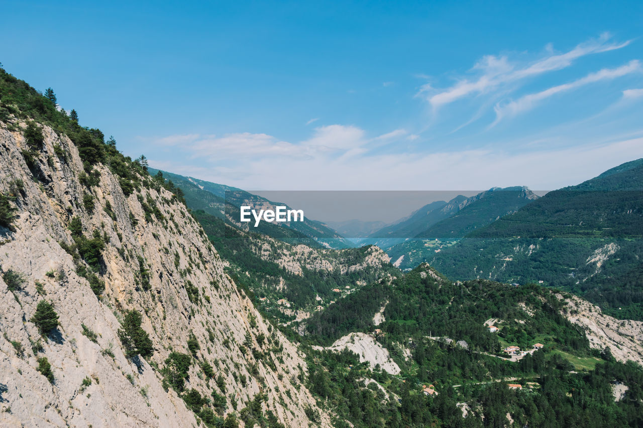 Scenic view of mountains against sky