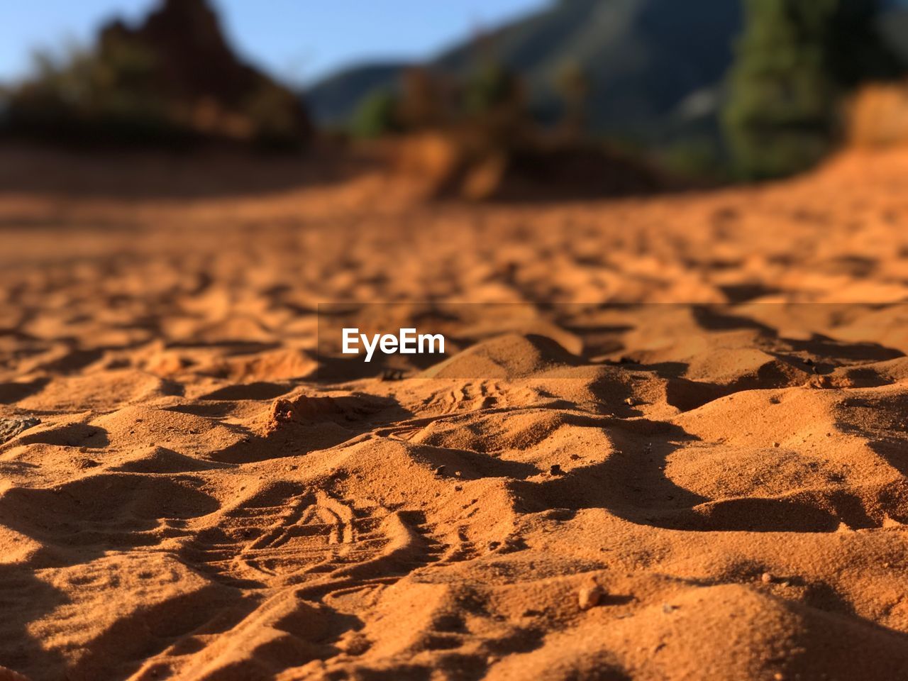 Close-up of sand dunes in desert