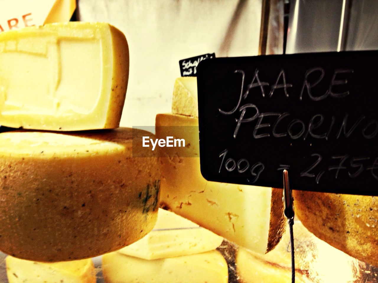 Close-up of cheese for sale at store