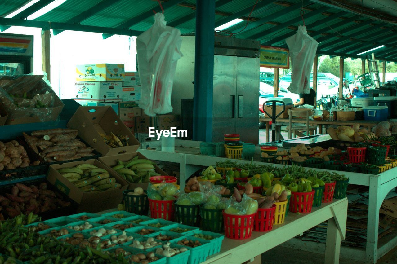 Various vegetables for sale at flea market