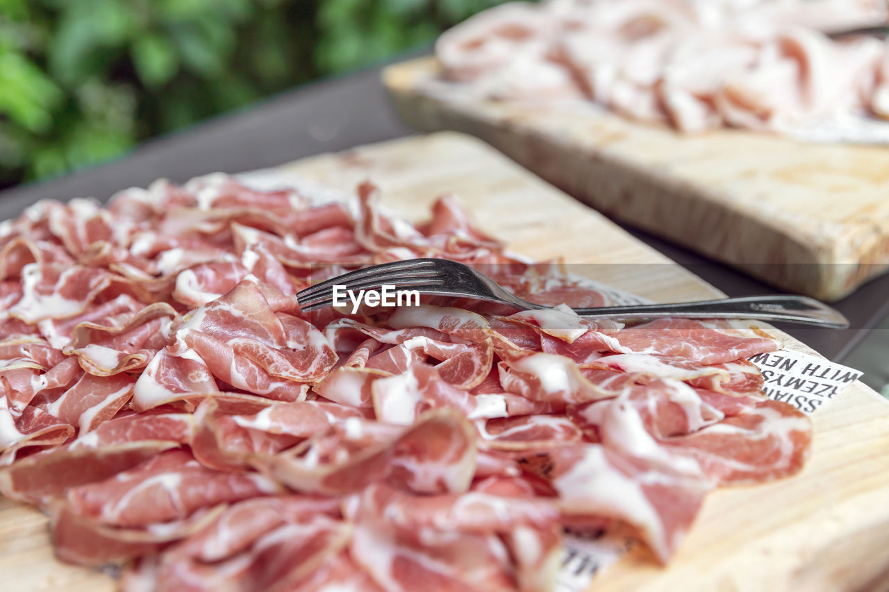 high angle view of food on cutting board