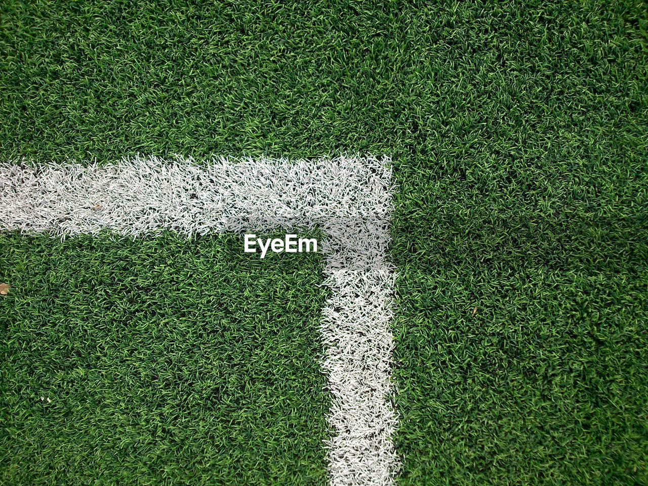 Close-up of corner marking at rugby field
