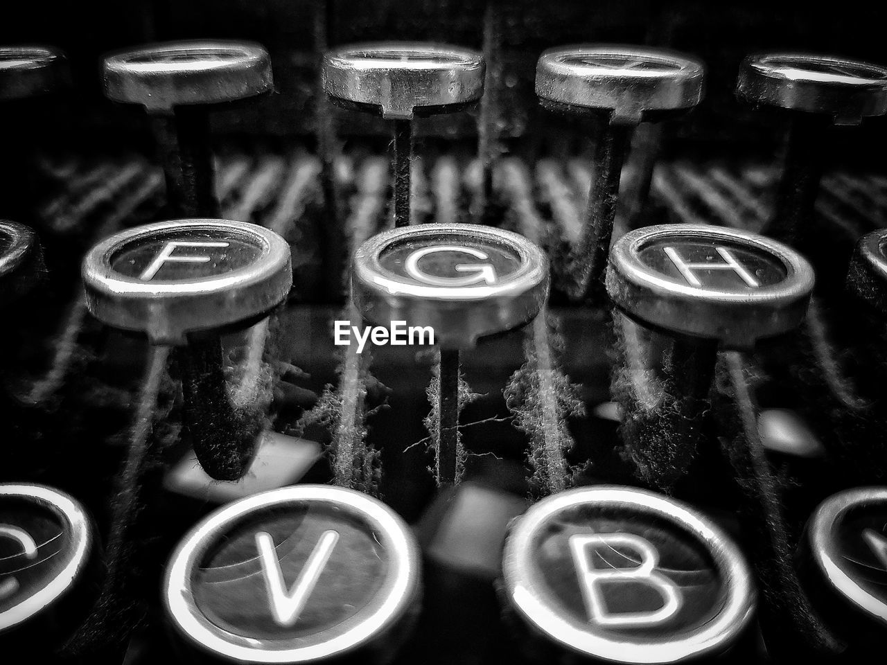 Extreme close-up of old typewriter