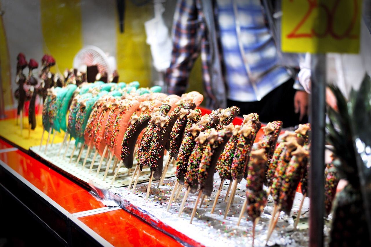 Close-up of sweets for sale in market