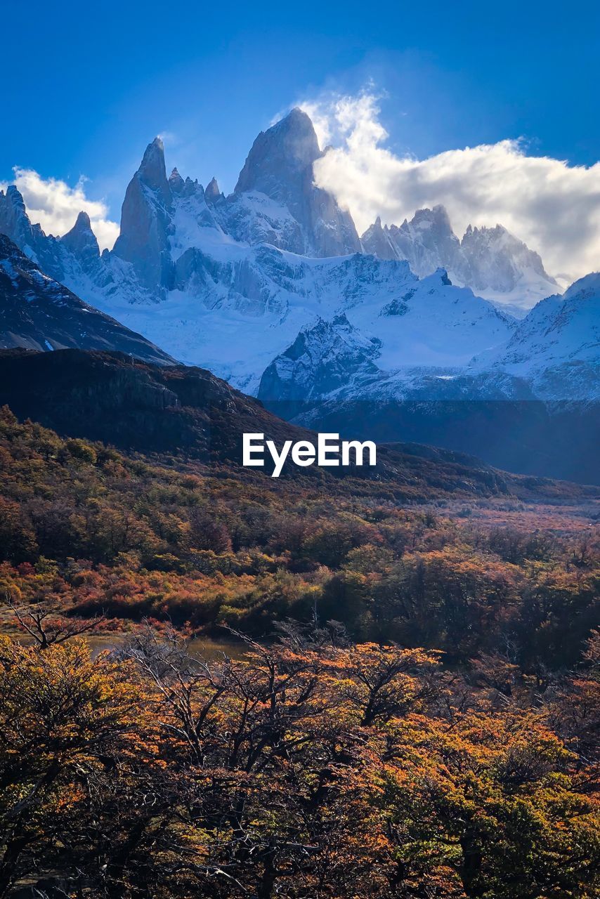 Snowcapped mountains against sky