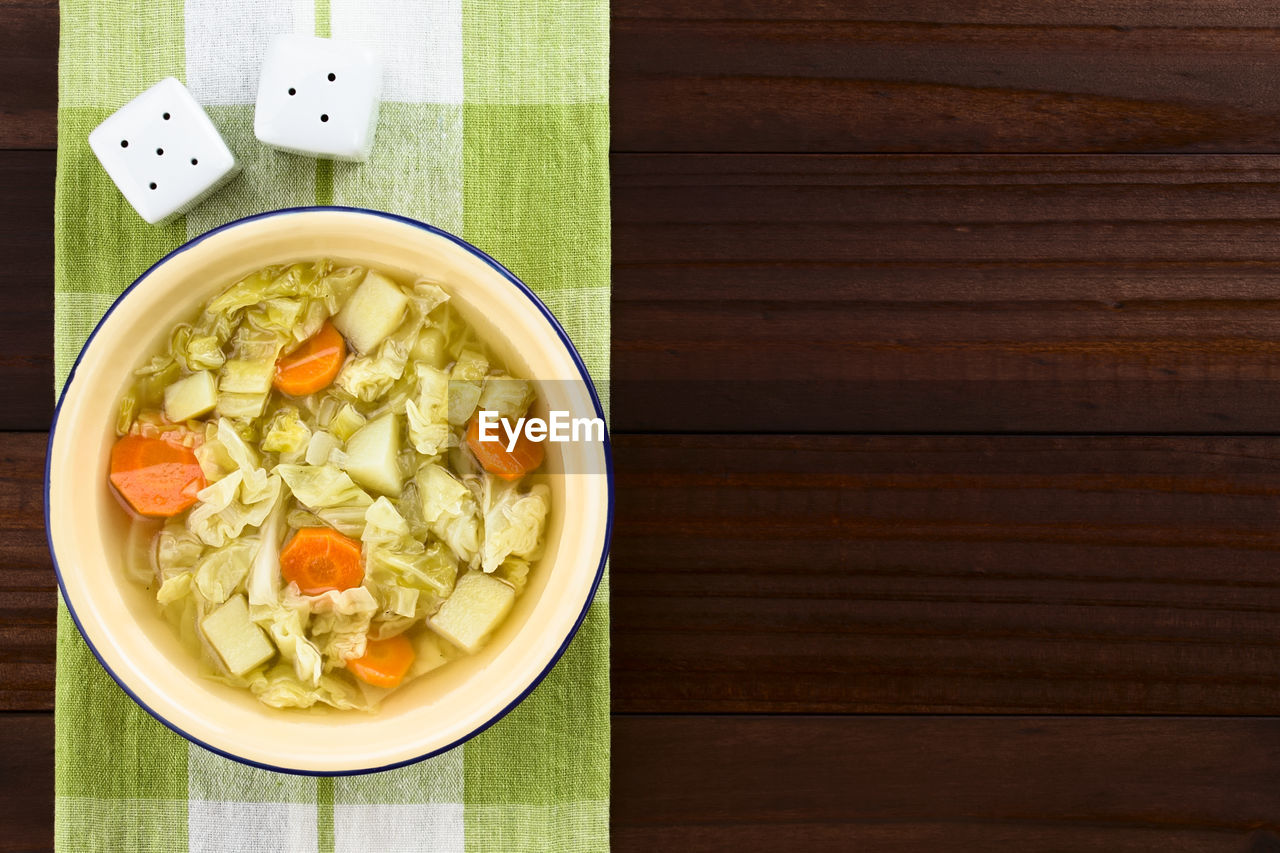 HIGH ANGLE VIEW OF FOOD ON TABLE