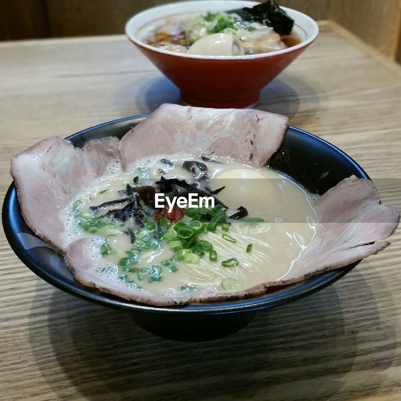 High angle view of ramen noodles in bowl