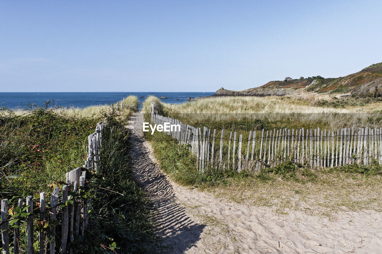 Scenic view of sea against clear sky