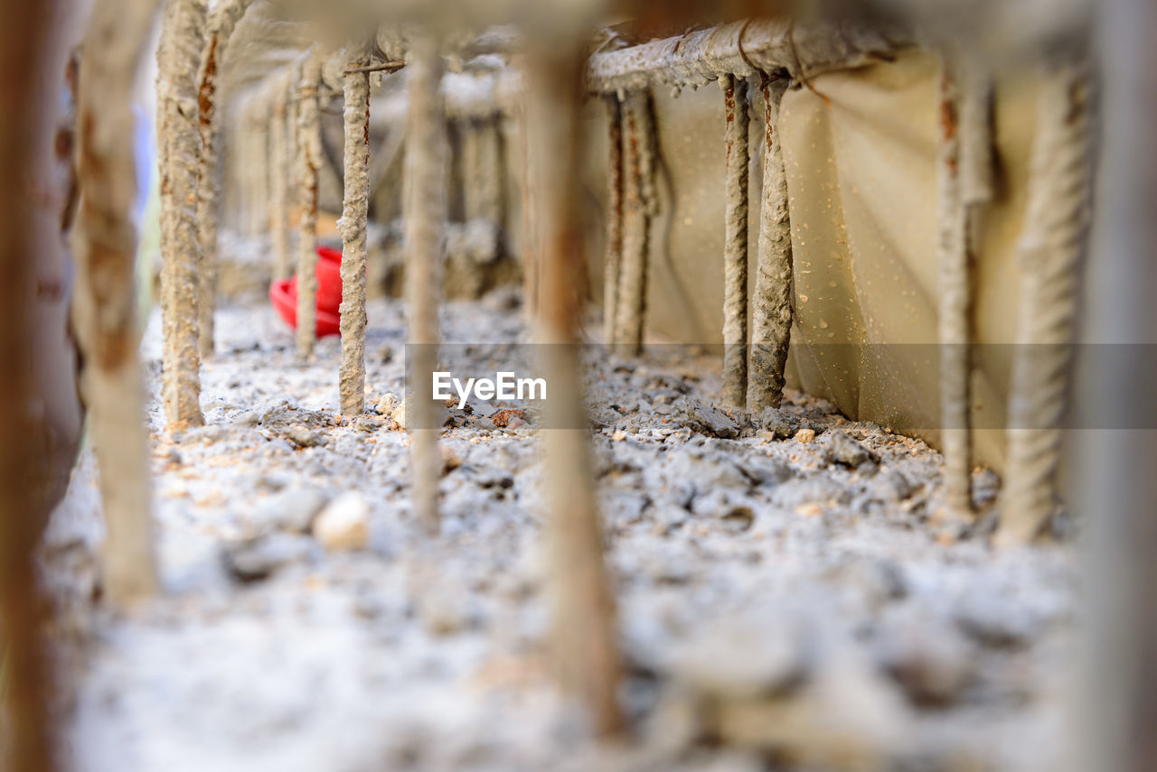 Close-up of of concrete on construction site