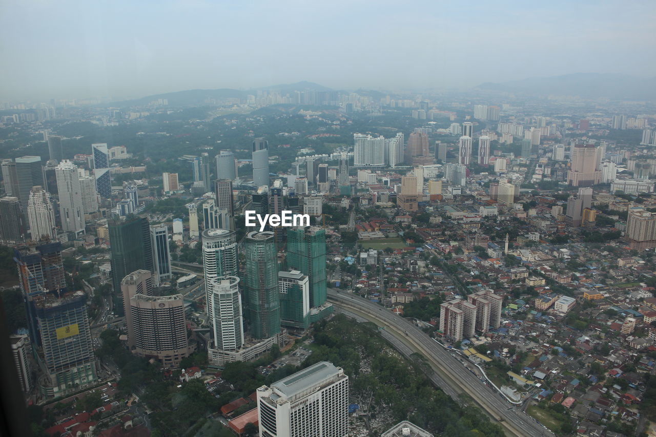 High angle view of cityscape seen through petronas towers