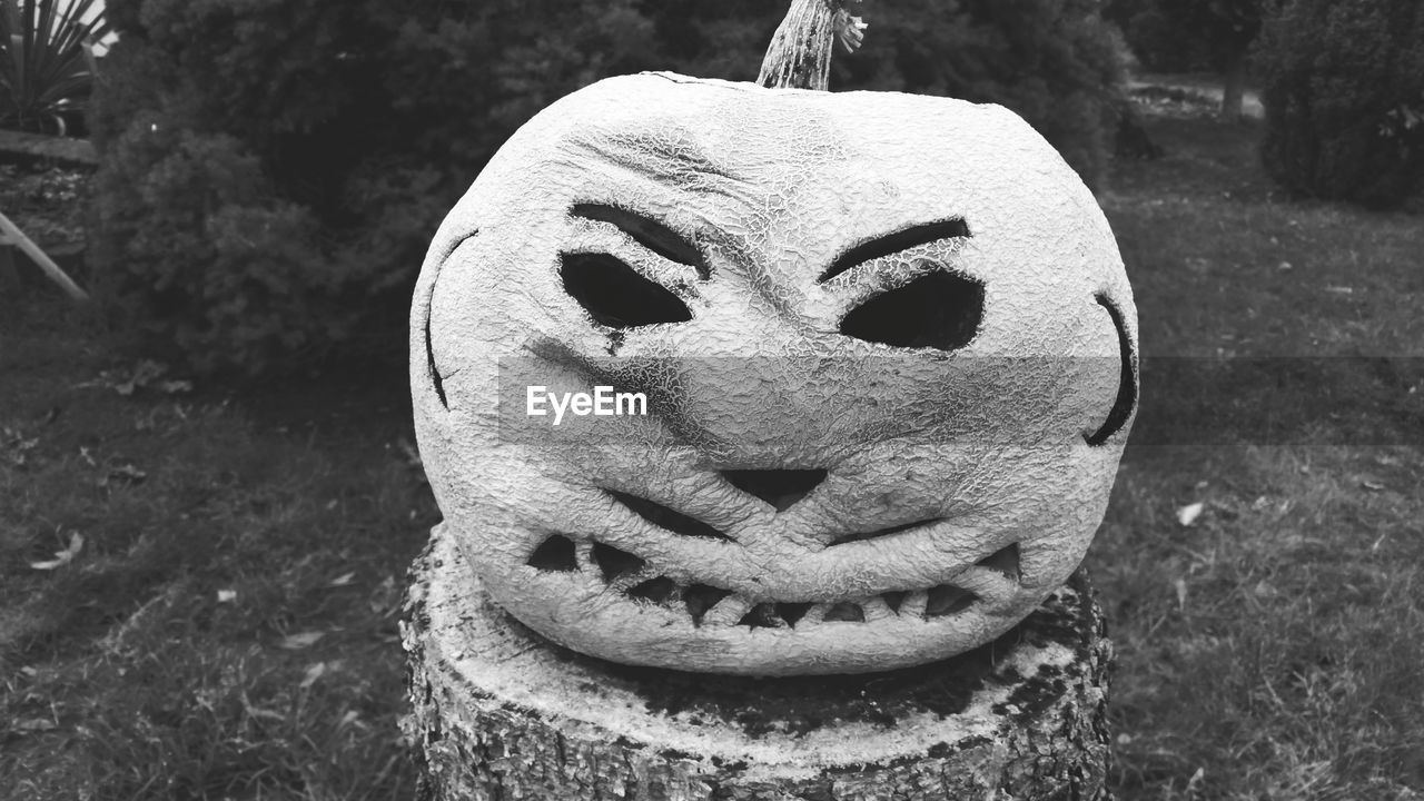 CLOSE-UP OF FACE SCULPTURE