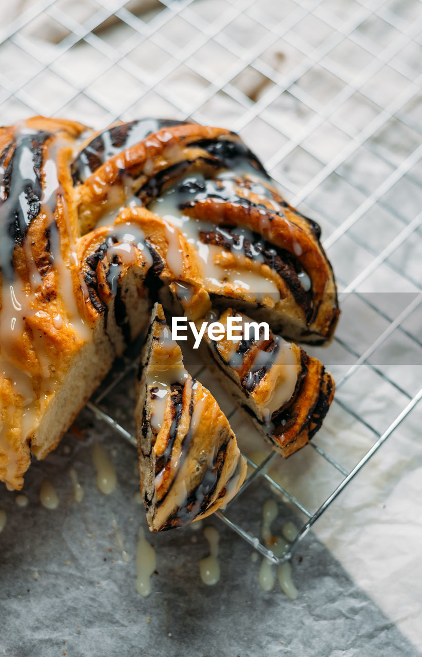 Close up of pastry on barbecue grill