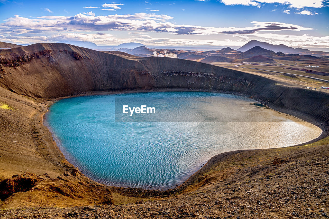 View of viti crater against blue sky