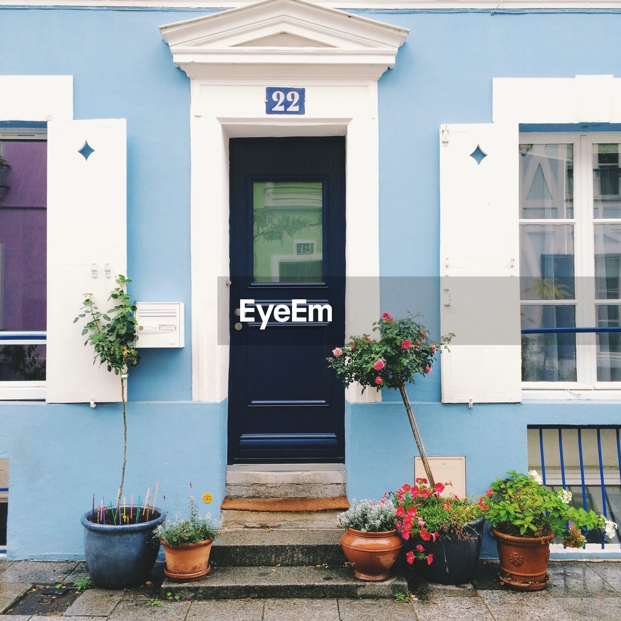 Facade of blue house