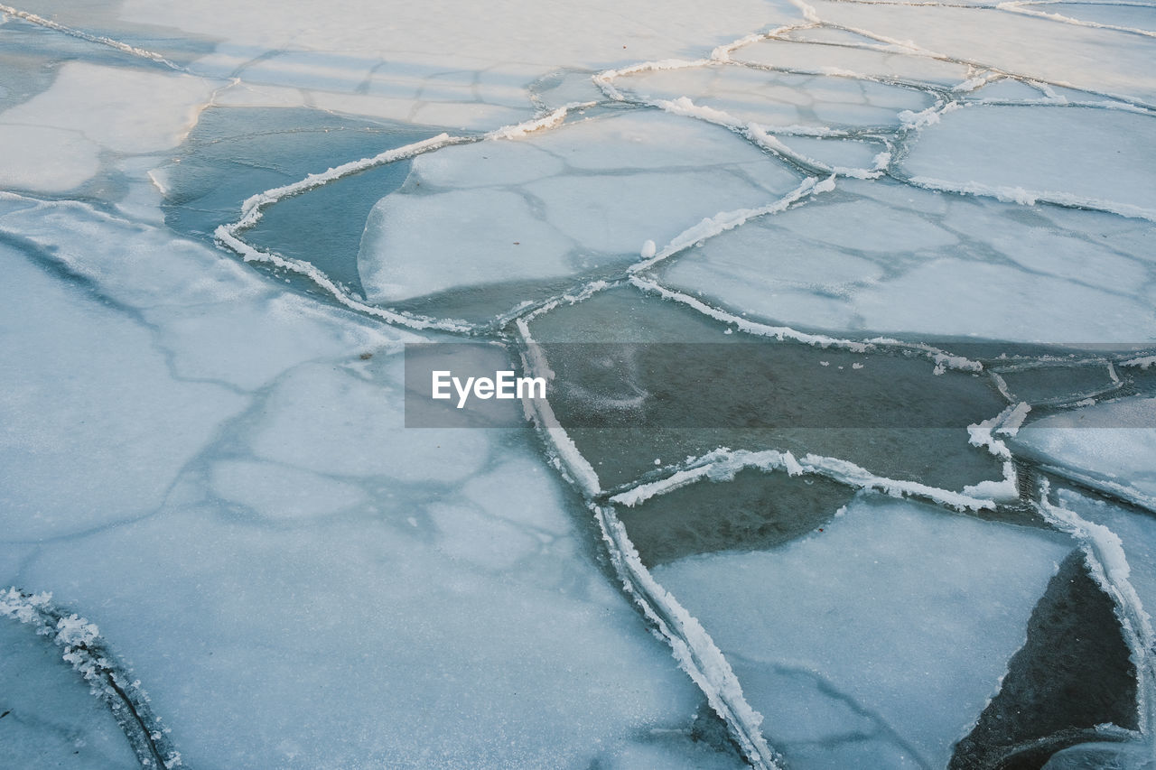 Frozen sea ice pattern in finland