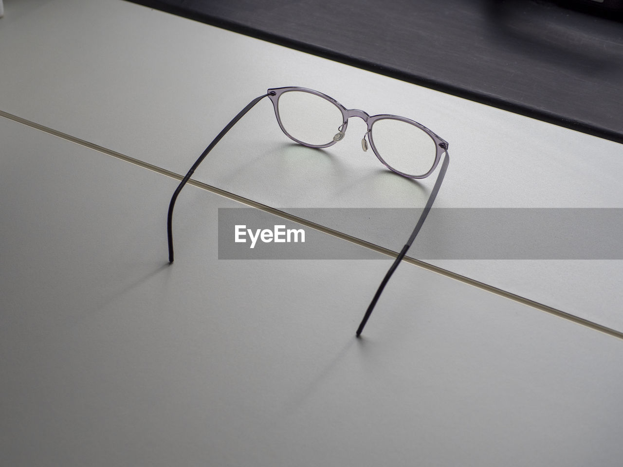 High angle view of eyeglasses on table
