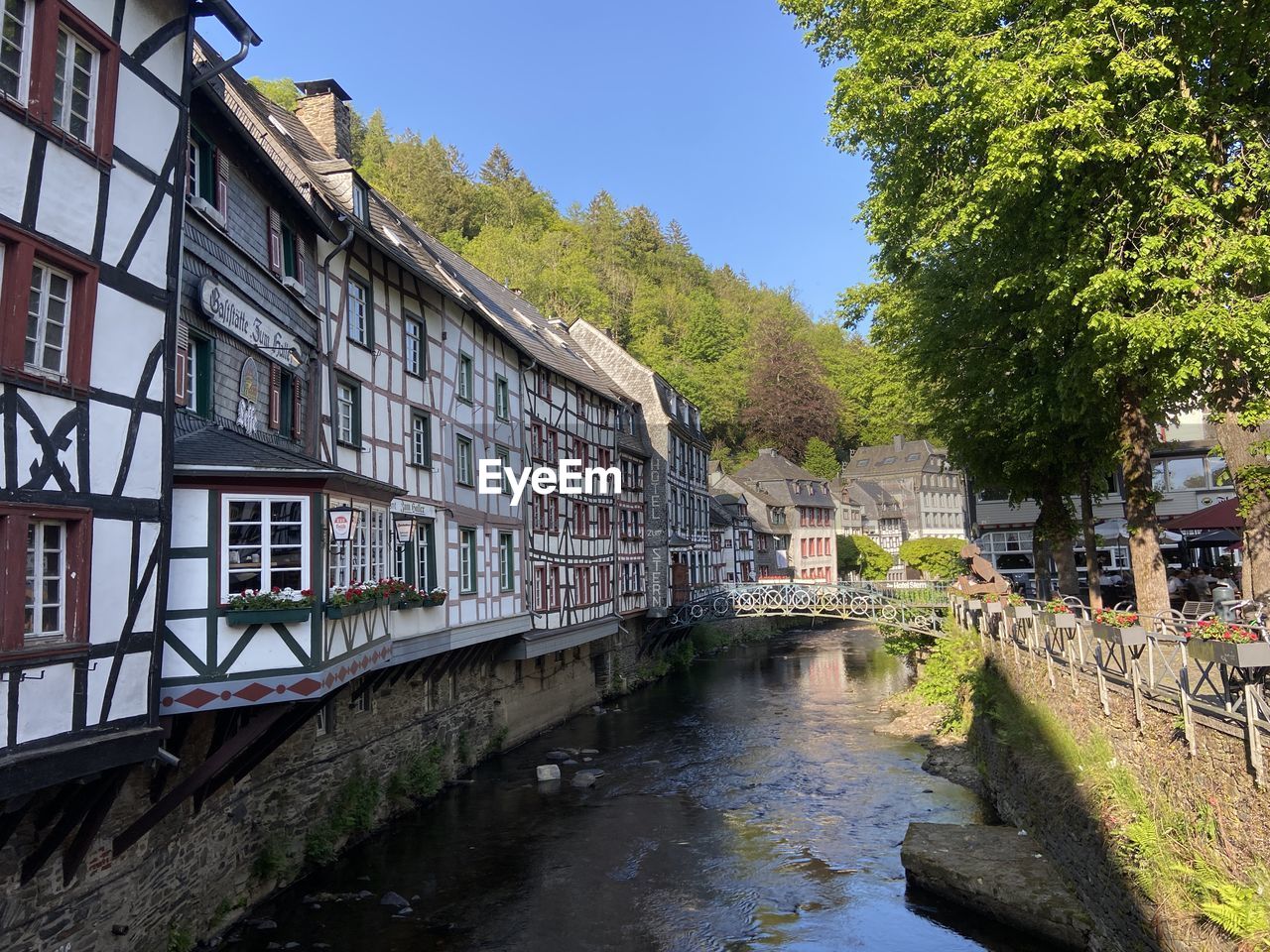 High angle view of built medieval houses against sky