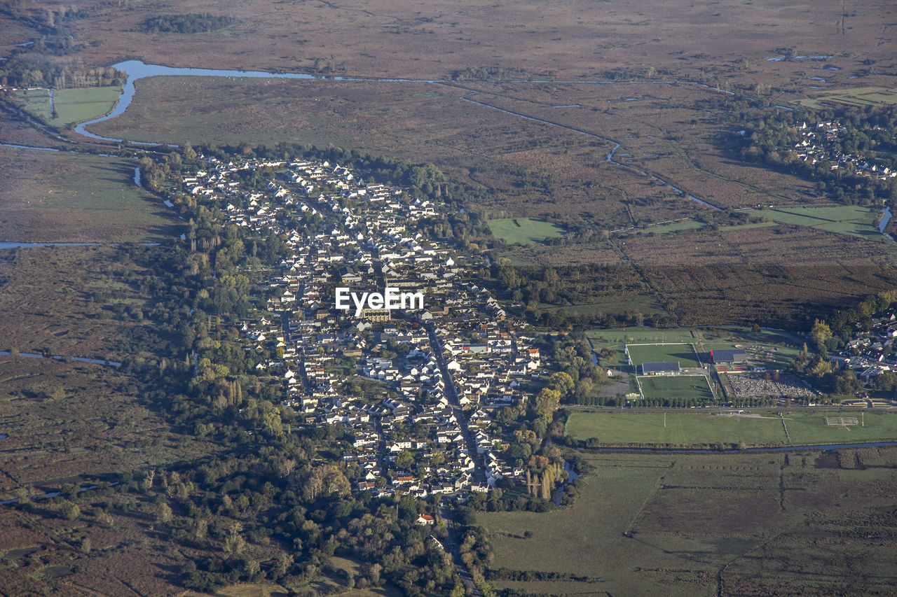 High angle view of agricultural field