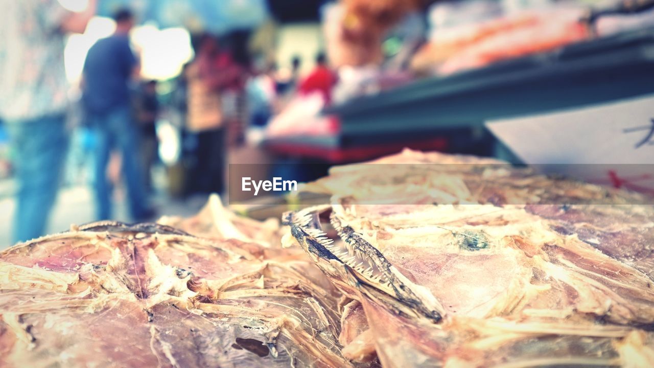 Close-up of seafood on market stall