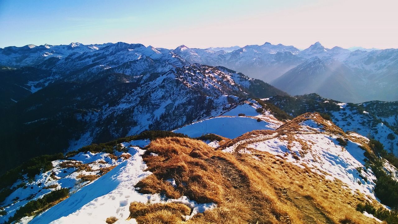 Scenic view of snowcapped mountains