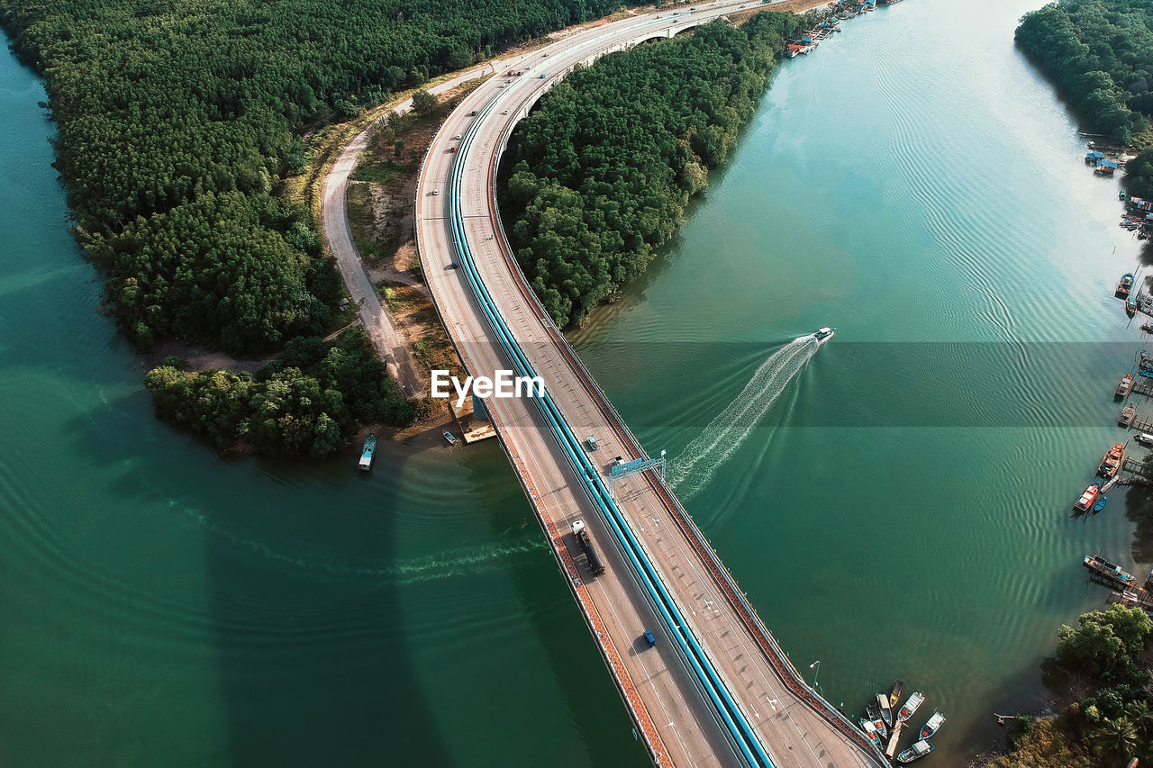 High angle view of bridge over river