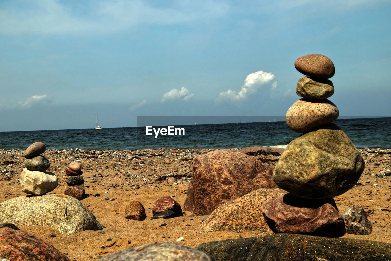 STACK OF STONES ON SHORE