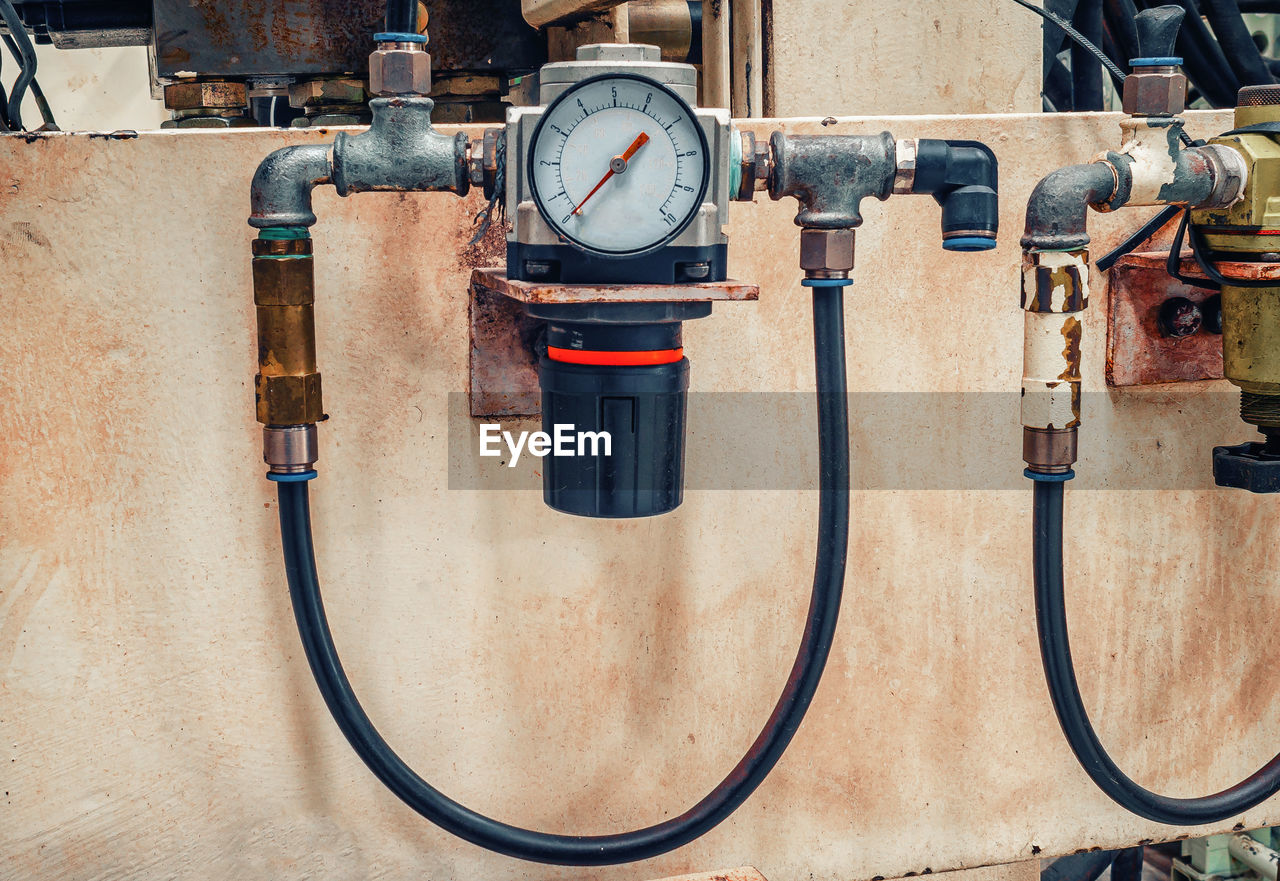 power generation, technology, no people, industry, iron, gauge, equipment, day, vehicle, cable, fuel pump, pipe - tube, electricity, metal