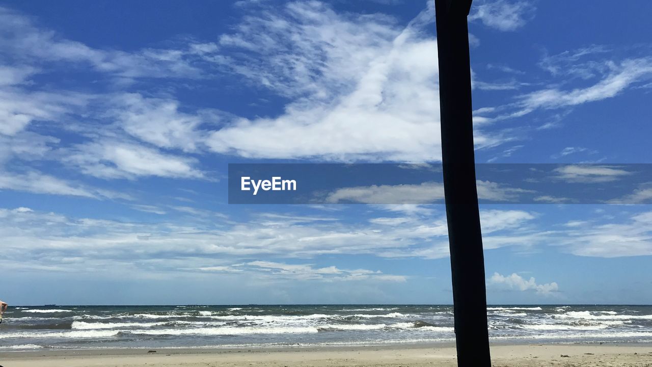 SCENIC VIEW OF BEACH AGAINST BLUE SKY