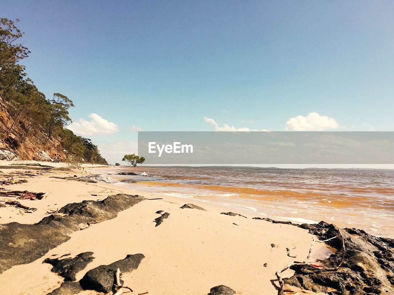 Scenic view of beach against sky