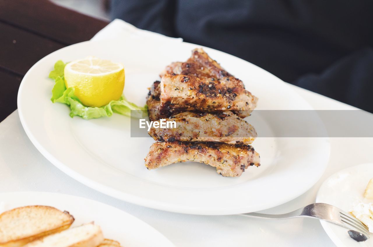 Close-up of food in plate on table