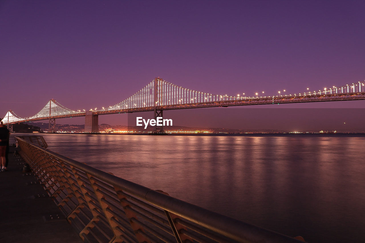 View of suspension bridge at night