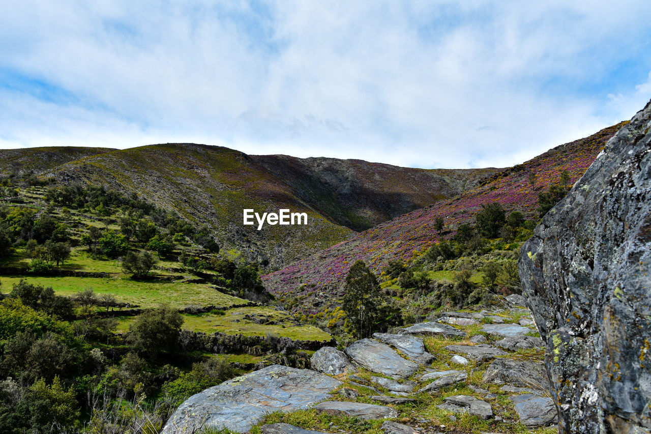 Scenic view of mountains against sky