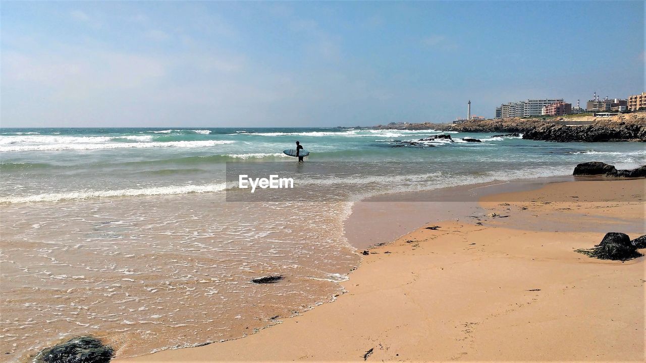 View of matosinhos beach in porto, portugal