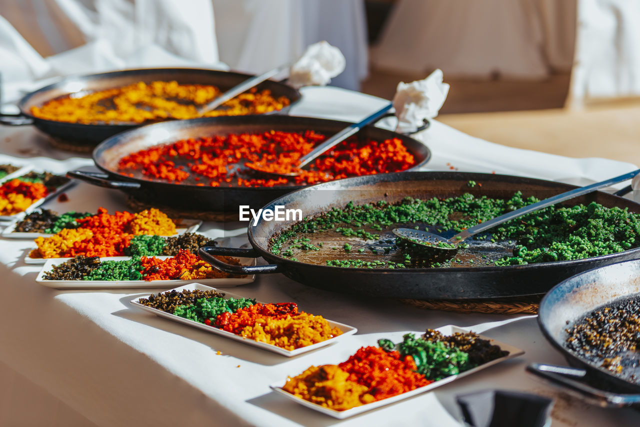 HIGH ANGLE VIEW OF VARIOUS VEGETABLES ON TABLE