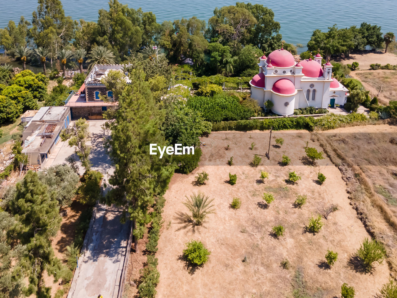 HIGH ANGLE VIEW OF TREES AND BUILDINGS