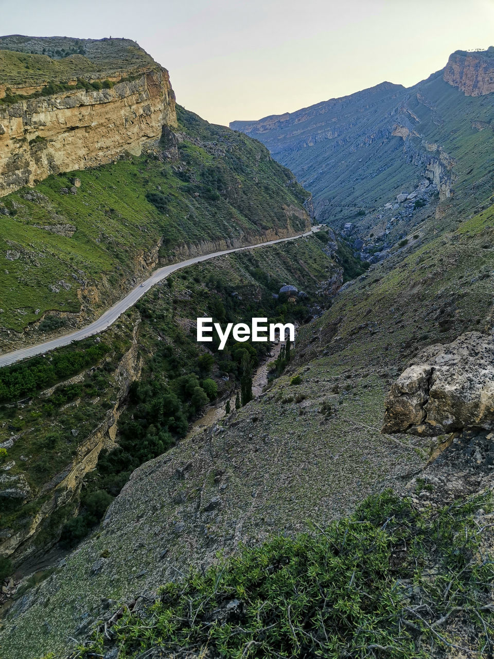 High angle view of mountain range against sky