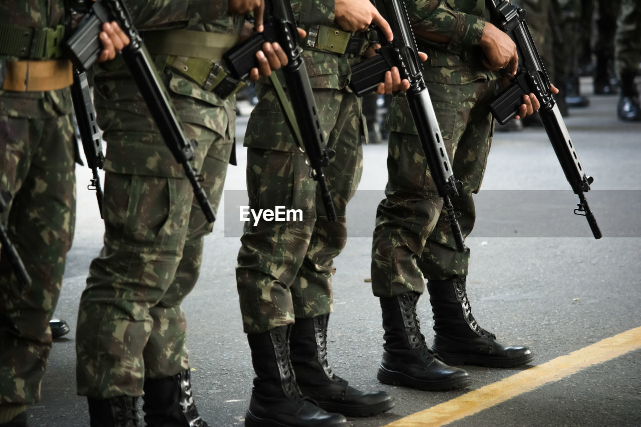 Brazilian army soldiers during military parade in celebration of brazil independence