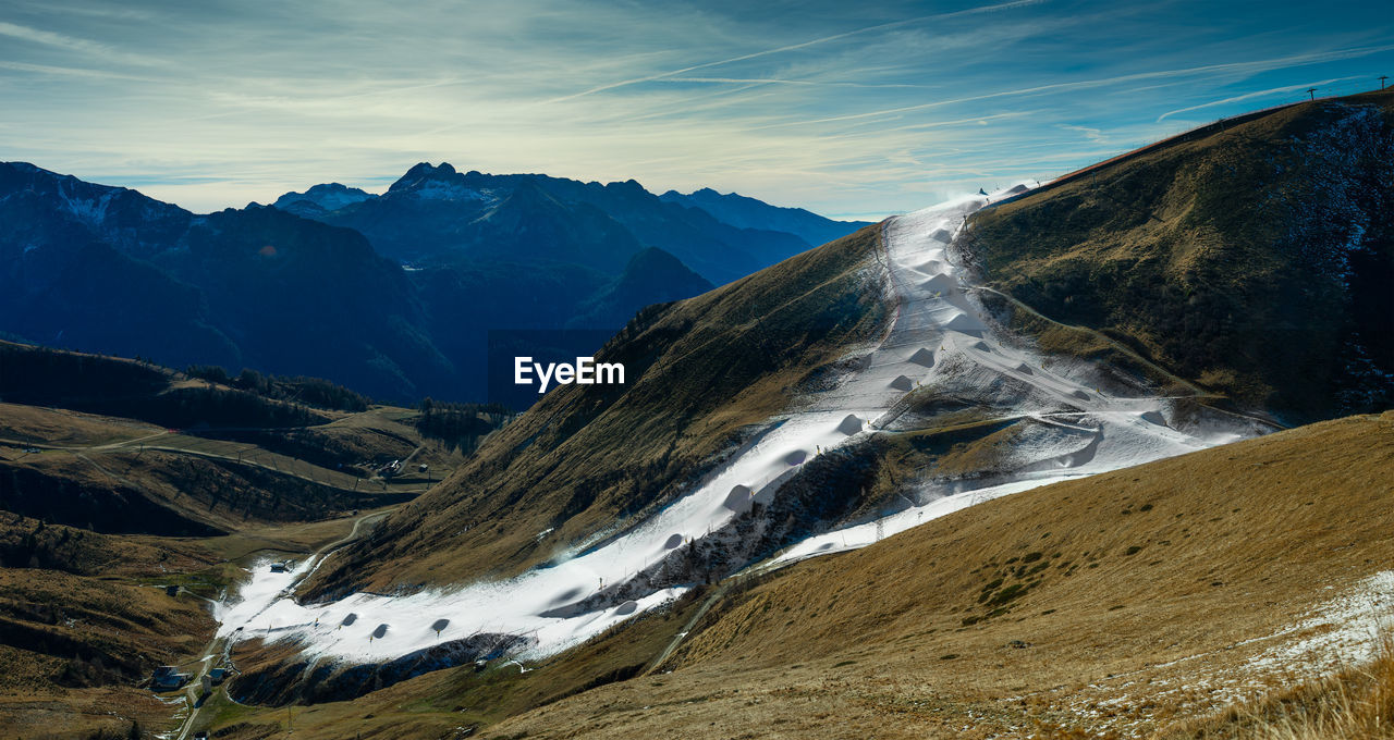 panoramic view of mountains against sky