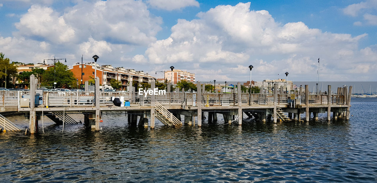 PANORAMIC VIEW OF BRIDGE OVER RIVER AGAINST BUILDINGS