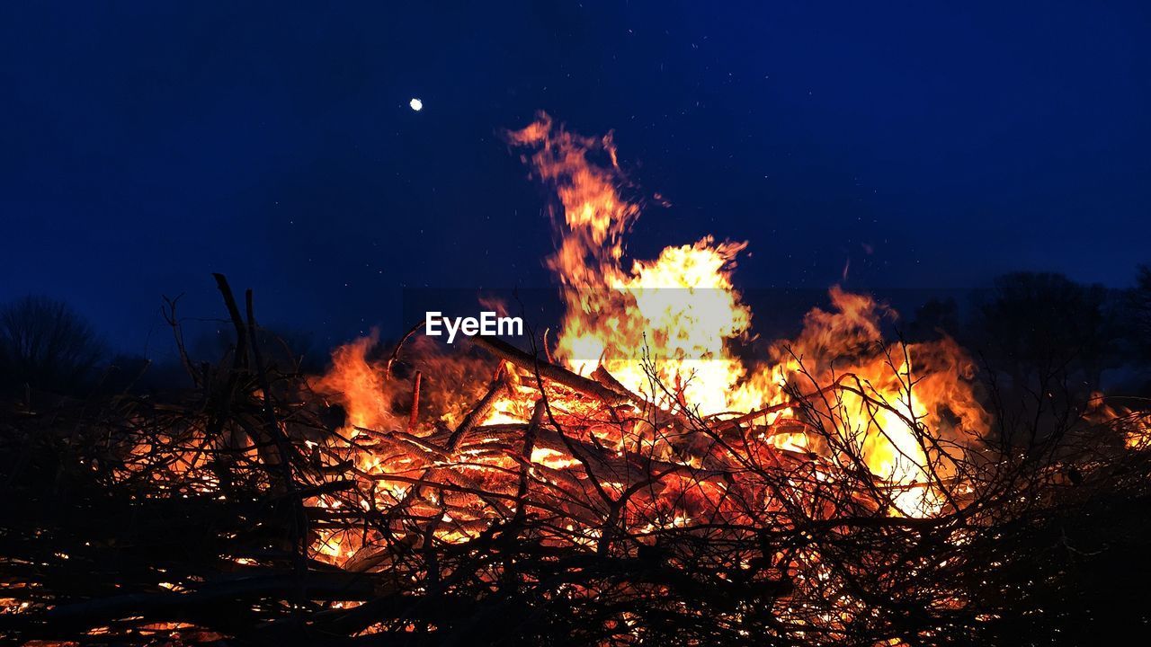 Close-up of bonfire at night